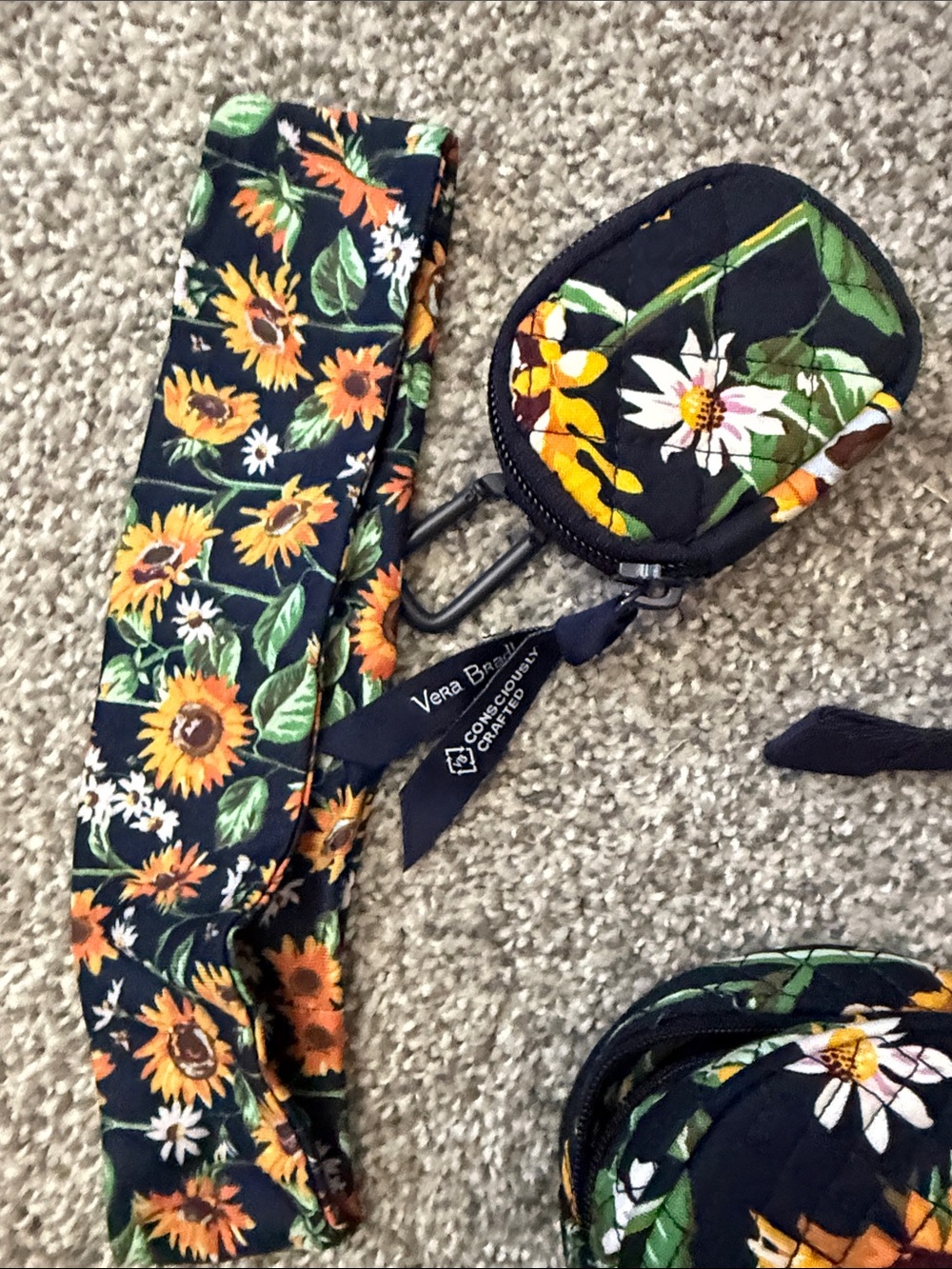 Vera Bradley 4 piece backpackset Sunflower Quilted Backpack in Black and Yellow - Picture 10 of 10